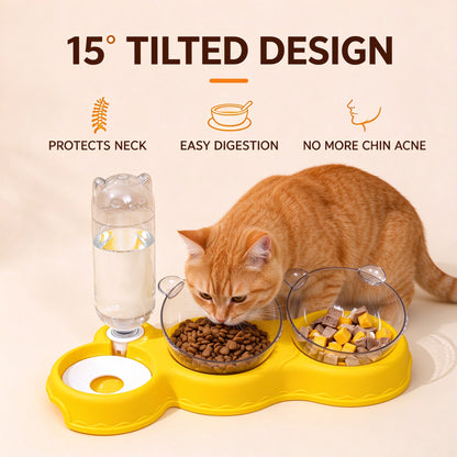 🐾 3-in-1 Pet Feeding Station – Food Bowls & Automatic Water Dispenser