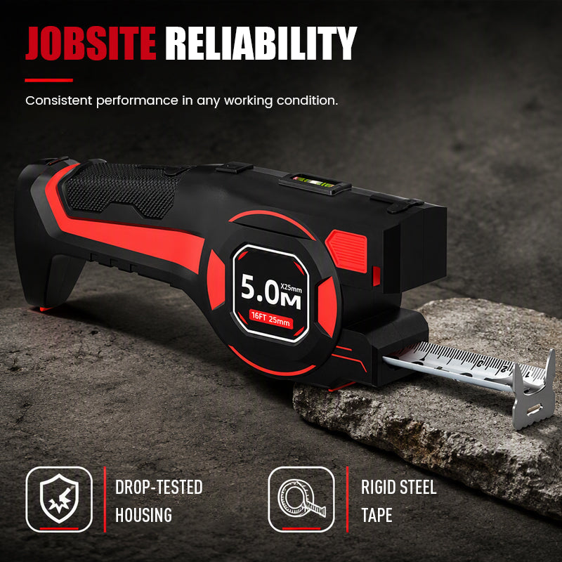 2-in-1 16ft Tape Measure with 65ft Laser Guide