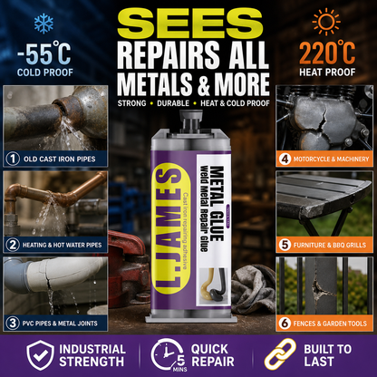 🔥Hot Sale 50% OFF🔥 Metal Weld Repair Glue – 2-Part Epoxy, Waterproof, Heat-Resistant, Drillable 🔧