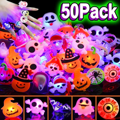 🔥🎃Spooky Season Hot Sale 50% OFF:＄27.99‼️✨LED Light Halloween Glowing Ring 💍| Flashing Light‑Up Party Favor for Halloween Night👻