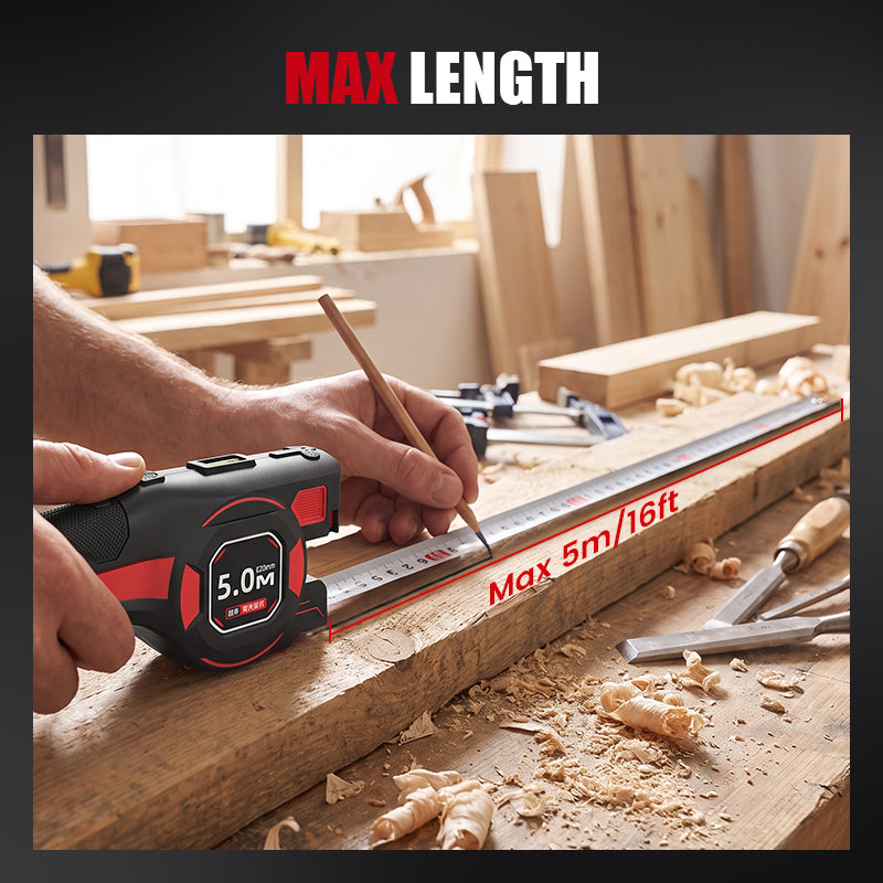 2-in-1 16ft Tape Measure with 65ft Laser Guide