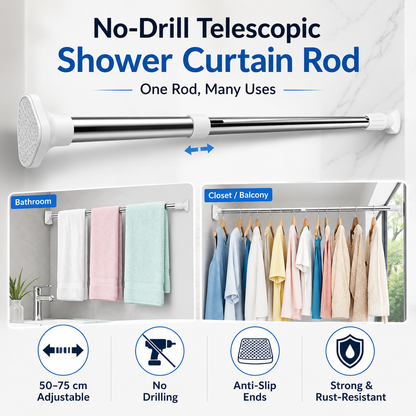 🏠 No-Drill Telescoping Tension Rod – Create Extra Storage Space Anywhere