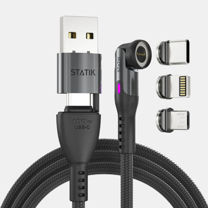 🔌5-in-1 Magnetic Fast Charging Cable 100W – Universal Charging Cable with 360° Rotatable Head