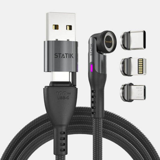 🔌5-in-1 Magnetic Fast Charging Cable 100W – Universal Charging Cable with 360° Rotatable Head