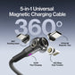 🔌5-in-1 Magnetic Fast Charging Cable 100W – Universal Charging Cable with 360° Rotatable Head