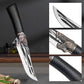 Bone cutting knife with dragon decoration and sheath.