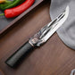 Bone cutting knife with dragon decoration and sheath.