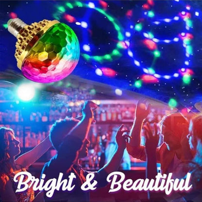 💡 RGB Rotating Disco Bulb – Colorful Party Lighting