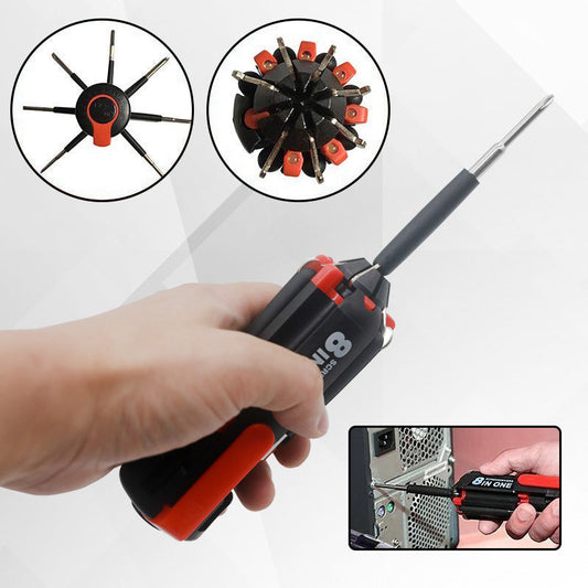 🔧 8-in-1 Folding Screwdriver Set – Multi-Bit Repair Tool with Dual LED Lights