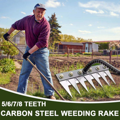 🔥🔥HOT SALE 50% OFF🔥🔥Carbon Steel Weed Rake with 5/6/7/8 Teeth for Garden