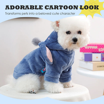 🐶 Cartoon Pet Clothes – Soft Warm Two-Leg Outfit for Everyday Wear