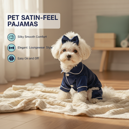 🐾 Pet Satin-Feel Pajamas – Soft Button-Down Design for Cozy Indoor Wear