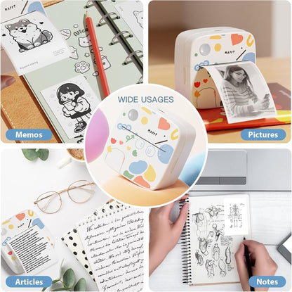 Top Christmas gift 2026 🎅 XenGro mini portable sticker printer, mini thermal printer with 3 paper rolls, Bluetooth inkless print pods, pocket label printer, suitable for creative children