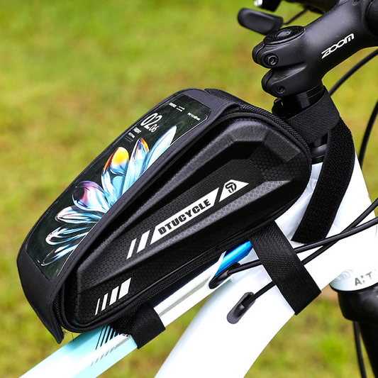 🚴 50% OFF NOW! 📲 Waterproof Bike Top Tube Bag – Hard-Shell Phone Holder, Touch-Sensitive & Large Capacity 🛡️