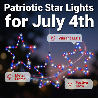 Patriotic Metal Star Hanging Lights with Remote