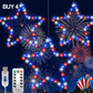 Patriotic Metal Star Hanging Lights with Remote