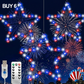 Patriotic Metal Star Hanging Lights with Remote