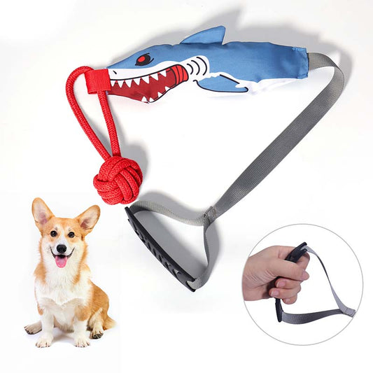 Interactive Shark Dog Tug Toy with Squeaker & Rope Knot