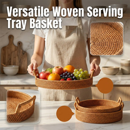 🥳 50% OFF! 🥳 Round Imitation Rattan Serving Basket with Handles