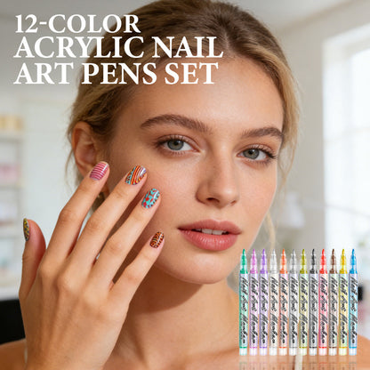 💅 12-Color Acrylic Nail Art Pens – Create Detailed Nail Art at Home