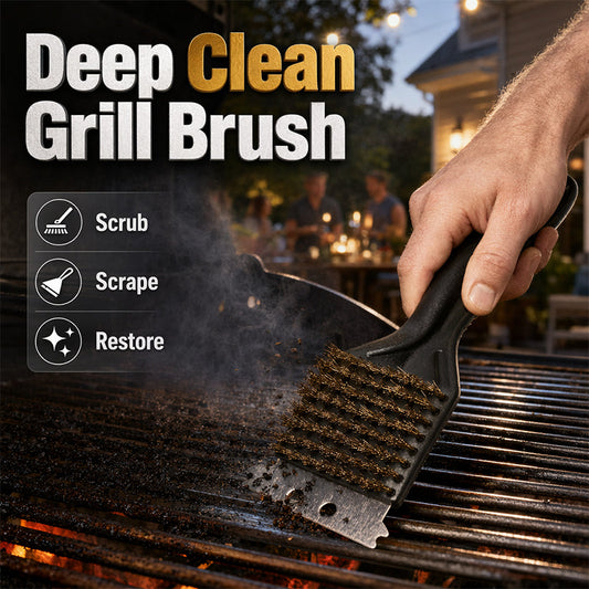 BBQ Grill Cleaning Brush with Stainless Steel Scraper