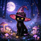 🔥 Exclusive Limited Item👍 🔥 50%OFF 🐈 Gothic Stained Glass Witch Black Cat Table Lamp | Halloween Witch Hat Night Light Decor