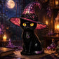 🔥 Exclusive Limited Item👍 🔥 50%OFF 🐈 Gothic Stained Glass Witch Black Cat Table Lamp | Halloween Witch Hat Night Light Decor