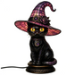 🔥 Exclusive Limited Item👍 🔥 50%OFF 🐈 Gothic Stained Glass Witch Black Cat Table Lamp | Halloween Witch Hat Night Light Decor