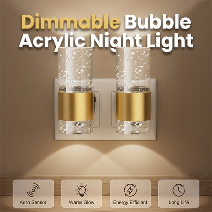 💡 Dimmable Bubble Acrylic Night Light – Elegant Warm Glow With Auto Sensor ✨
