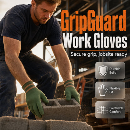 🧤 Rubber-Coated Work Gloves – Durable Grip & Flexible Fit