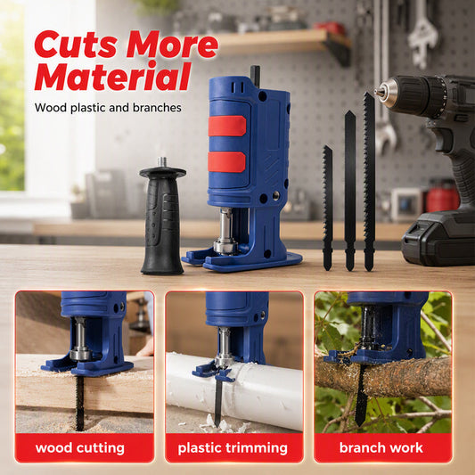 🔧 Drill-to-Reciprocating Saw Adapter – Versatile Cutting Tool with 3 Blades