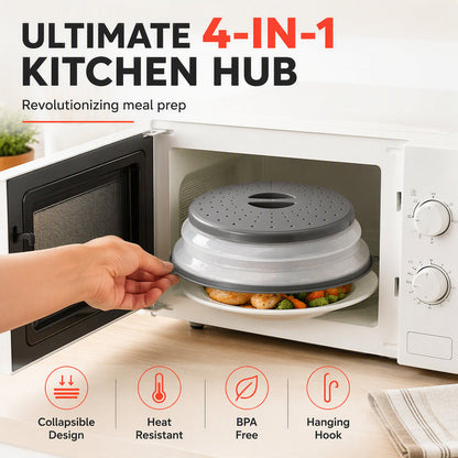 🍽️ 2-in-1 Microwave Food Cover – Splash Guard & Leftover Storage Lid ✨