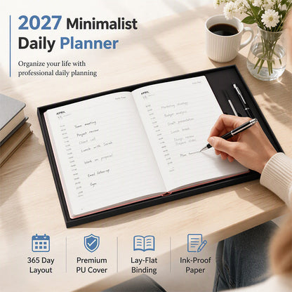 📔 2027 Daily Planner – Minimalist A5 Organizer for Productivity & Planning