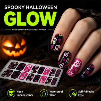 🎃 Halloween Glow Nail Wraps – Waterproof Luminous Gel-Style Manicure ✨
