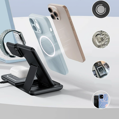 🔋 3-in-1 Wireless Charging Station – Charge Your Phone, Watch & Earbuds Together ✨