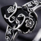 💍 Vintage Floral Black Gemstone Ring – Timeless Boho Elegance