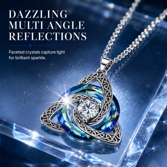 💎 Celtic Heart Necklace – Sparkling Crystal Elegance