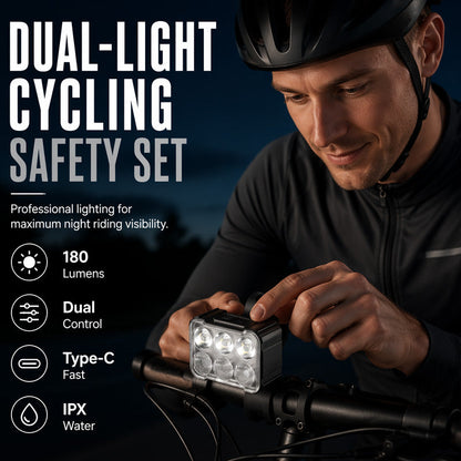 🚴 Dual-Light Bike Safety Set – 180° Visibility & Waterproof Design