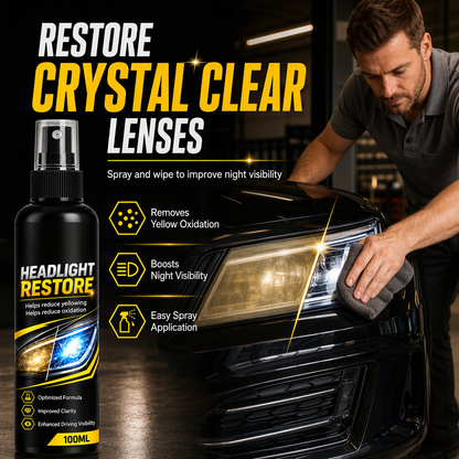 🚗 Headlight Restoration Spray – Remove Yellowing & Restore Clarity