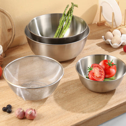 🥣 304 Stainless Steel Mixing Bowl – Strain, Mix & Cook