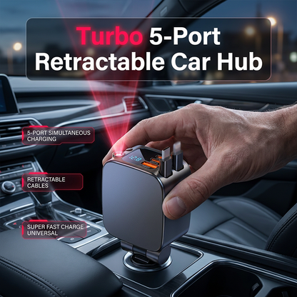 🚗 5-Port Retractable Car Charger – Multi-Device Charging & Starry Light