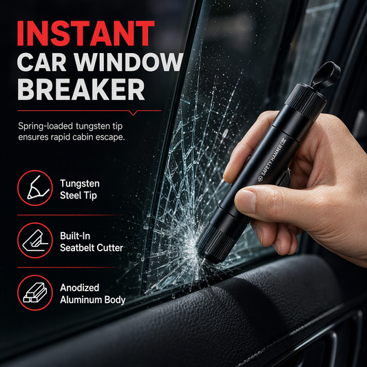🚗 2-in-1 Car Emergency Escape Tool – Window Breaker & Seat Belt Cutter