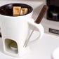 🍫 Ceramic Fondue Mug – Tealight-Warmed Chocolate & Cheese Dipping Pot
