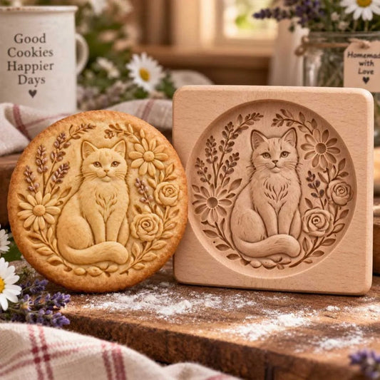 🍪 Woodland Cookie Mold – Embossed Holiday Baking Stamp