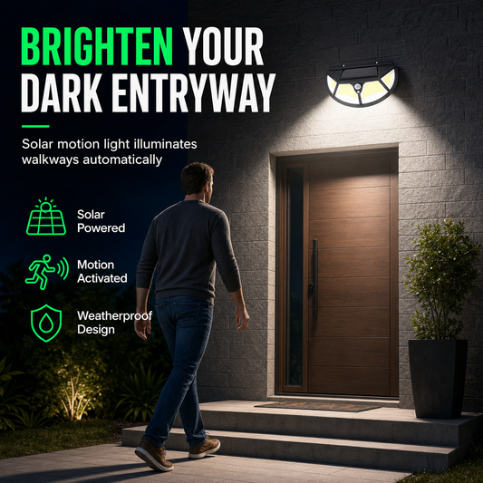 ☀️ Outdoor Solar Motion Sensor Wall Light – Wide-Angle LED Illumination