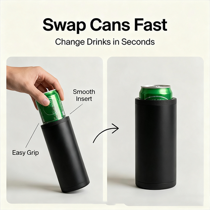 🥤 Double Can Cooler Holder – Dual Can Storage & Label-Covering Design