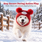 🐶 Plush Dog Winter Hat – Warm Ribbed Knit Hood with Double Pom-Poms