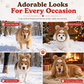 🐶 Plush Dog Winter Hat – Warm Ribbed Knit Hood with Double Pom-Poms