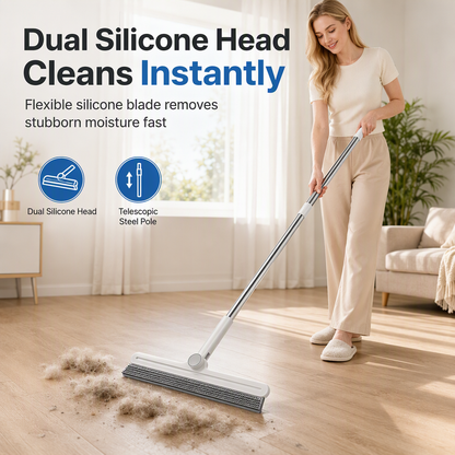 🐾 Pet Hair & Water Squeegee – Dual Silicone Cleaner for Floors and Bathrooms