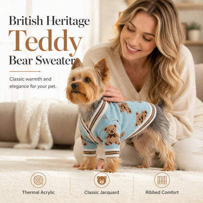 🐻 British Heritage Pet Sweater – Cozy Knit Pullover for Dogs & Cats